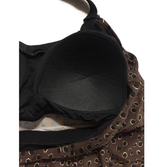 Merona Plus Size 20W Tankini Top Brown Black Polka - Picture 7 of 8
